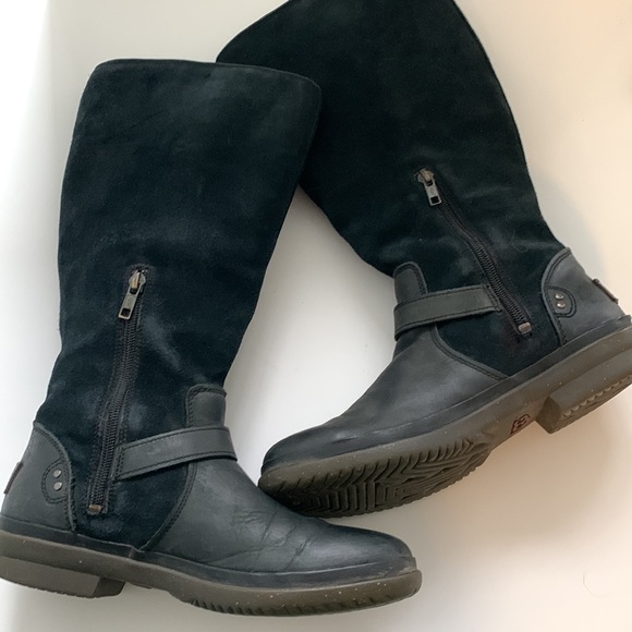 UGG - US 8 tall black boots suede and leather thick lined insulated wate… - Picture 11 of 12